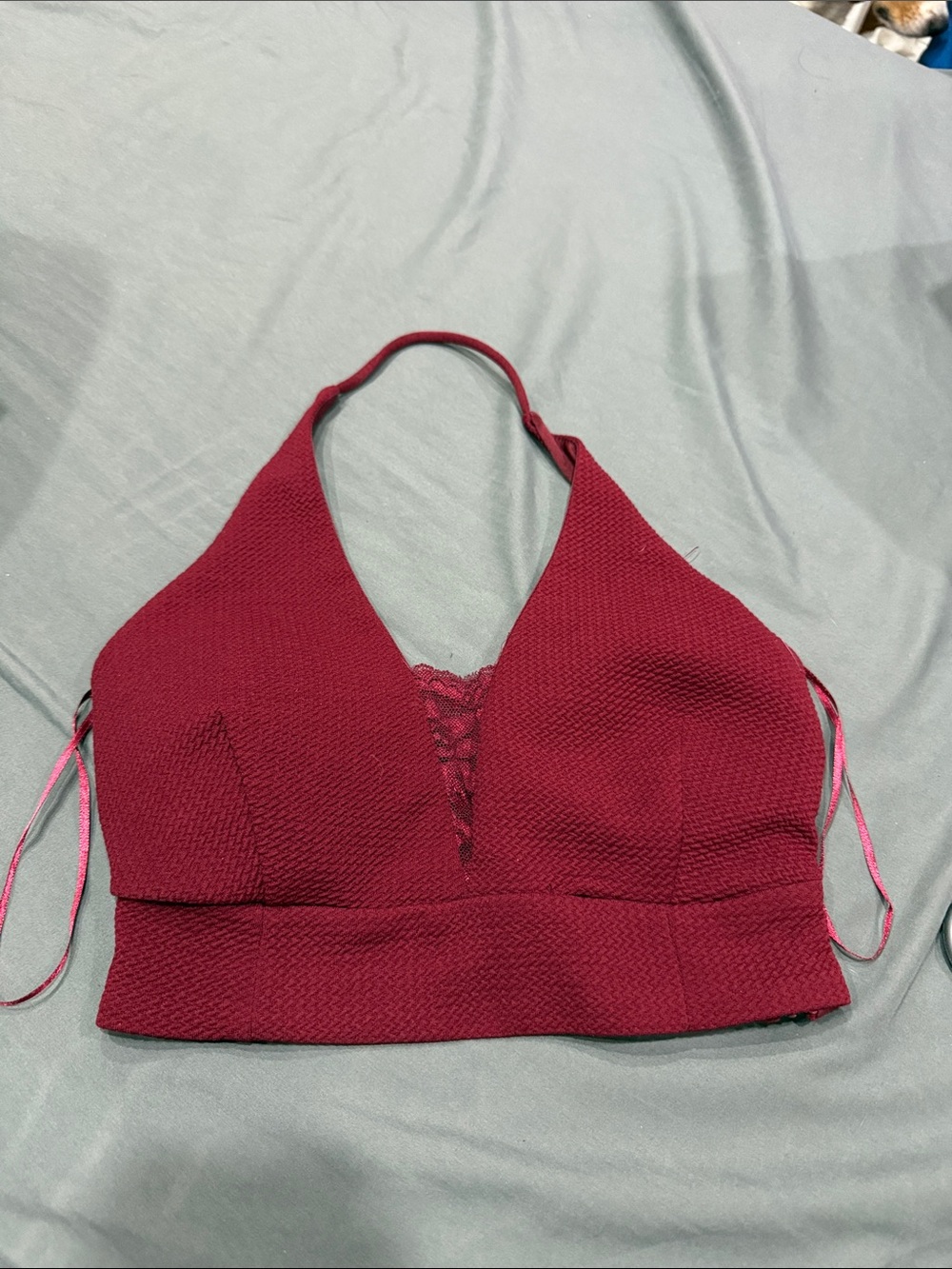 Revamped Wine Red Halter Bralette